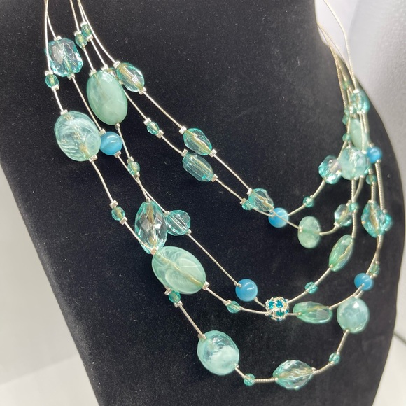 ➷ 5/$25 Glass Bead Necklace on Wire with Claw Closure - Picture 2 of 3